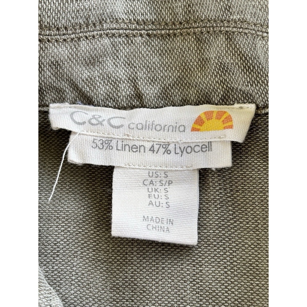 C&C California Short-Sleeve Belted Jumpsuit Linen Women's Small Utility Gorpcore - Picture 5 of 10